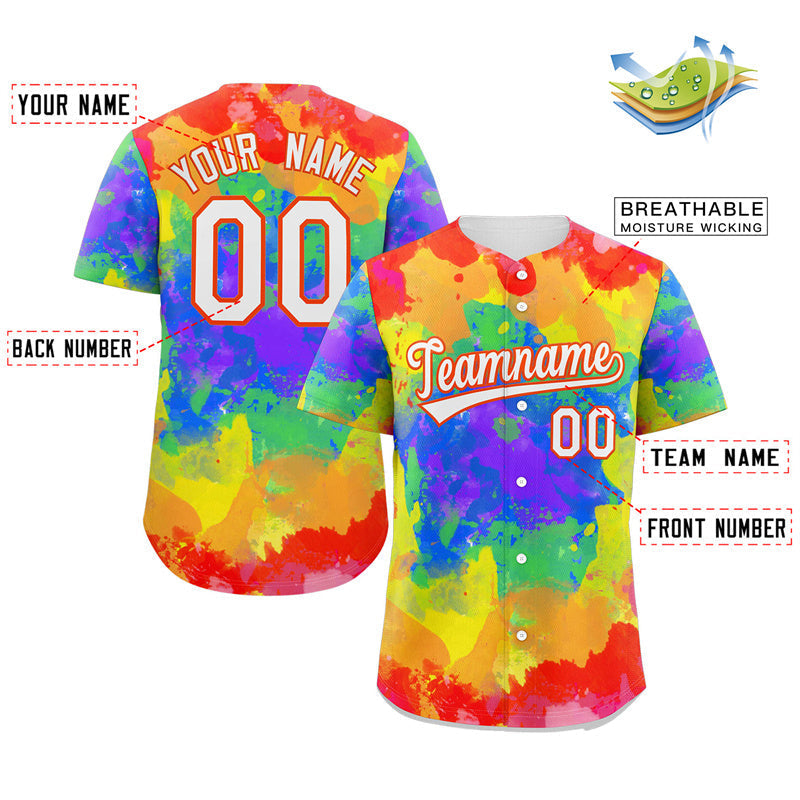 Custom Red White-Orange Graffiti Pattern Authentic Baseball Jersey Limited