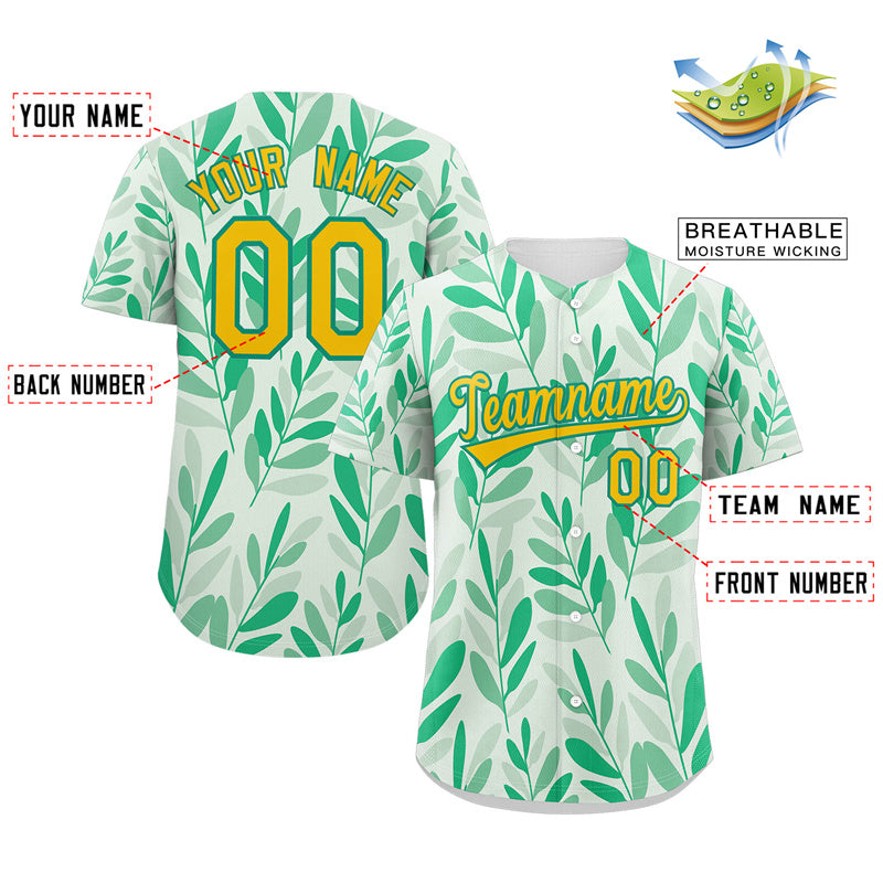 Custom White Yellow-Kelly Green Graffiti Pattern Authentic Baseball Jersey Limited