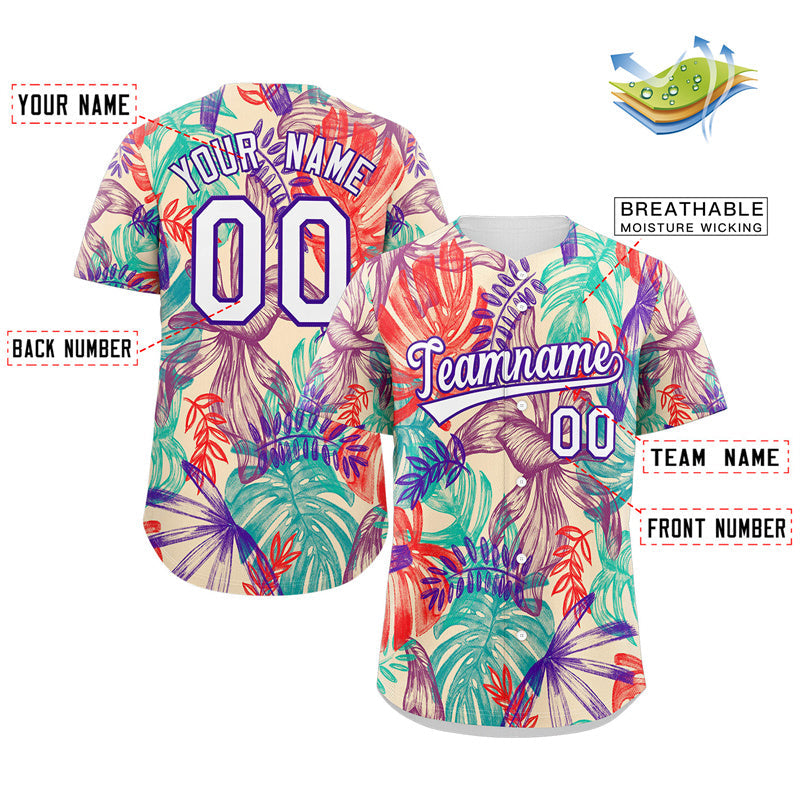 Custom Khaki White-Purple Graffiti Pattern Authentic Baseball Jersey Limited