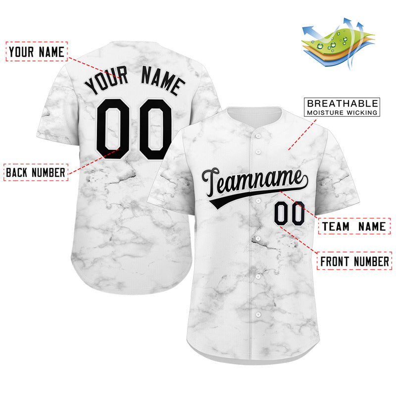 Custom White Black-White Graffiti Pattern Authentic Baseball Jersey Limited