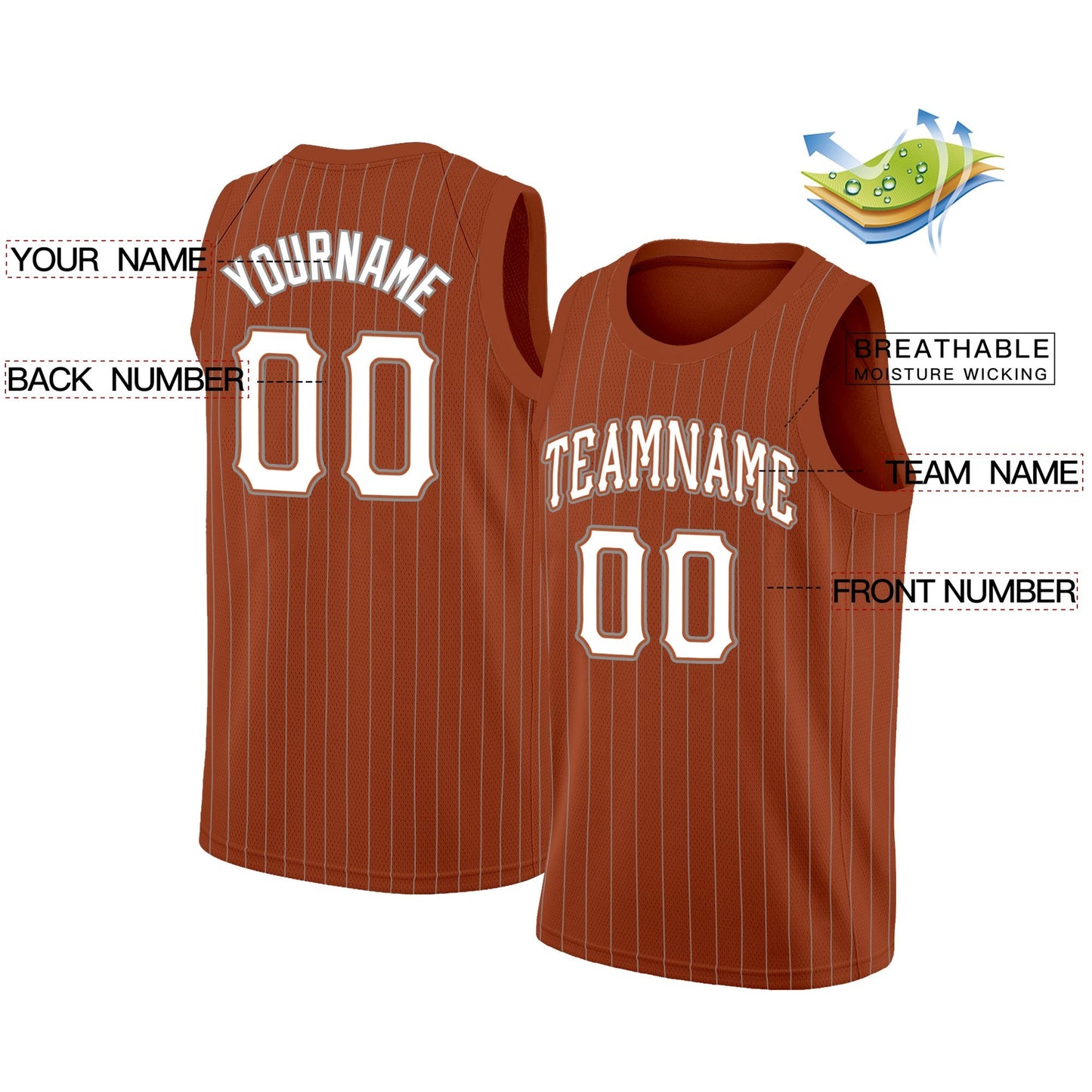 Custom Brown White Stripe Fashion Tops Fashion Sportwear Basketball Jersey Limited
