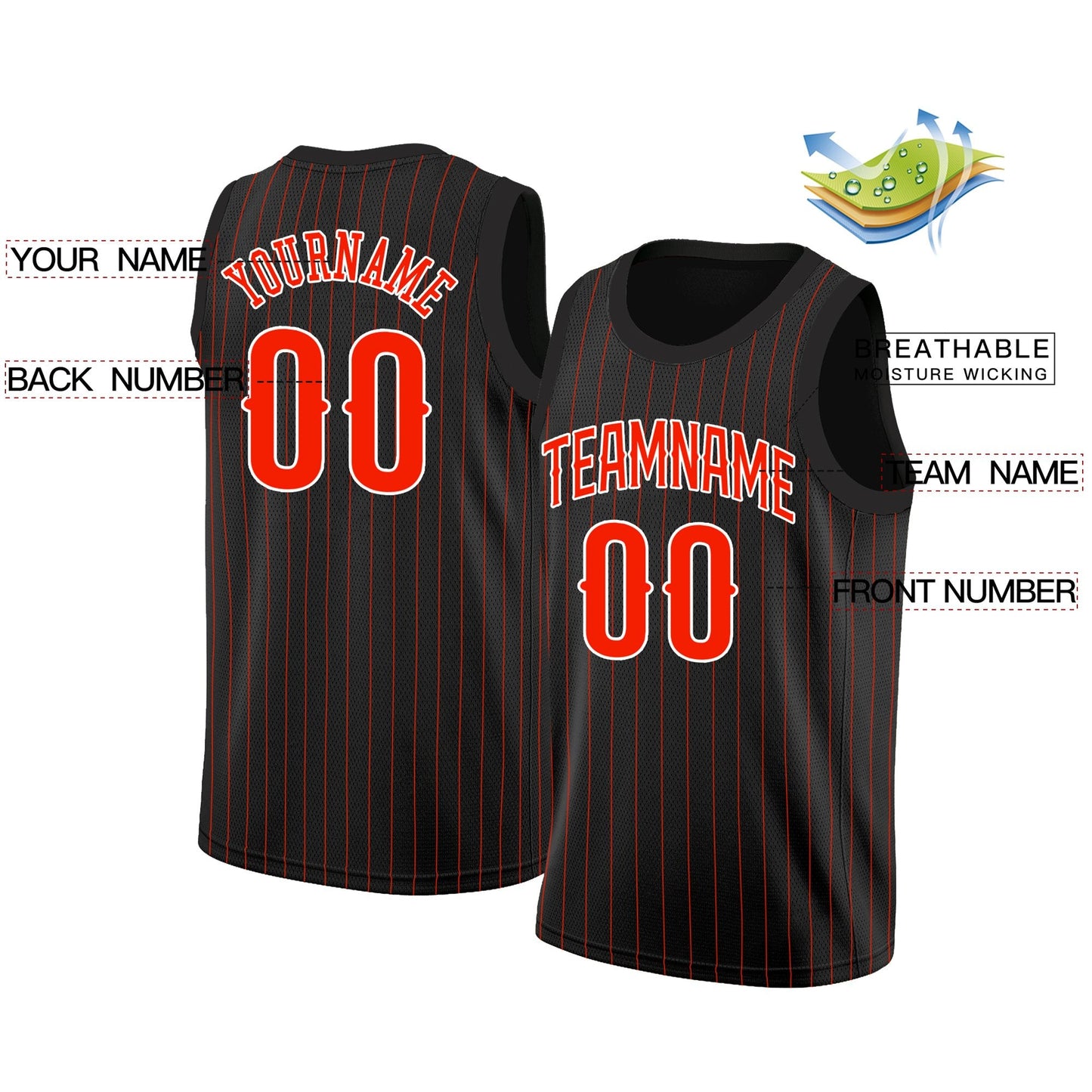 Custom Black Red-White Stripe Fashion Tops Breathable Basketball Jersey Limited