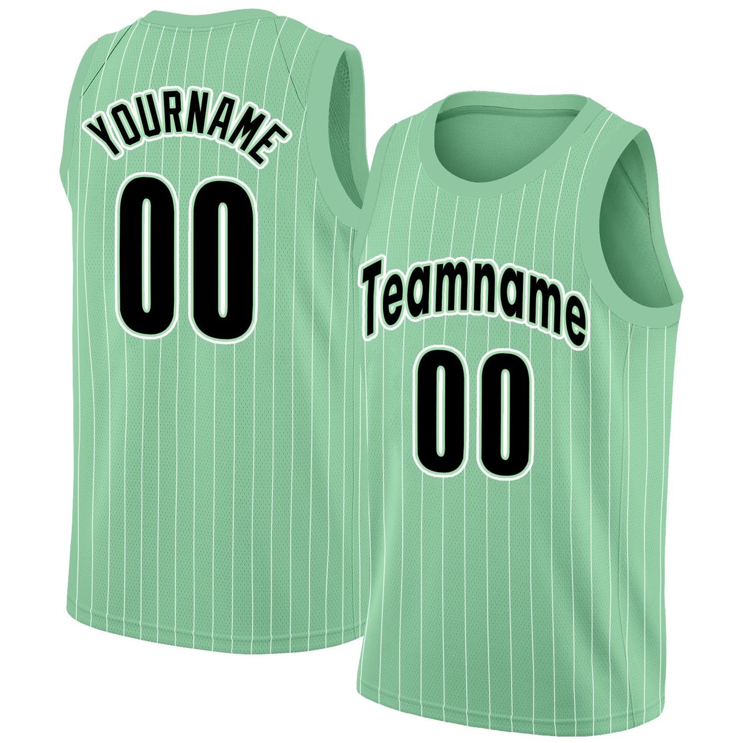 Custom Green Black-White Stripe Fashion Tops Men Casual Basketball Jersey