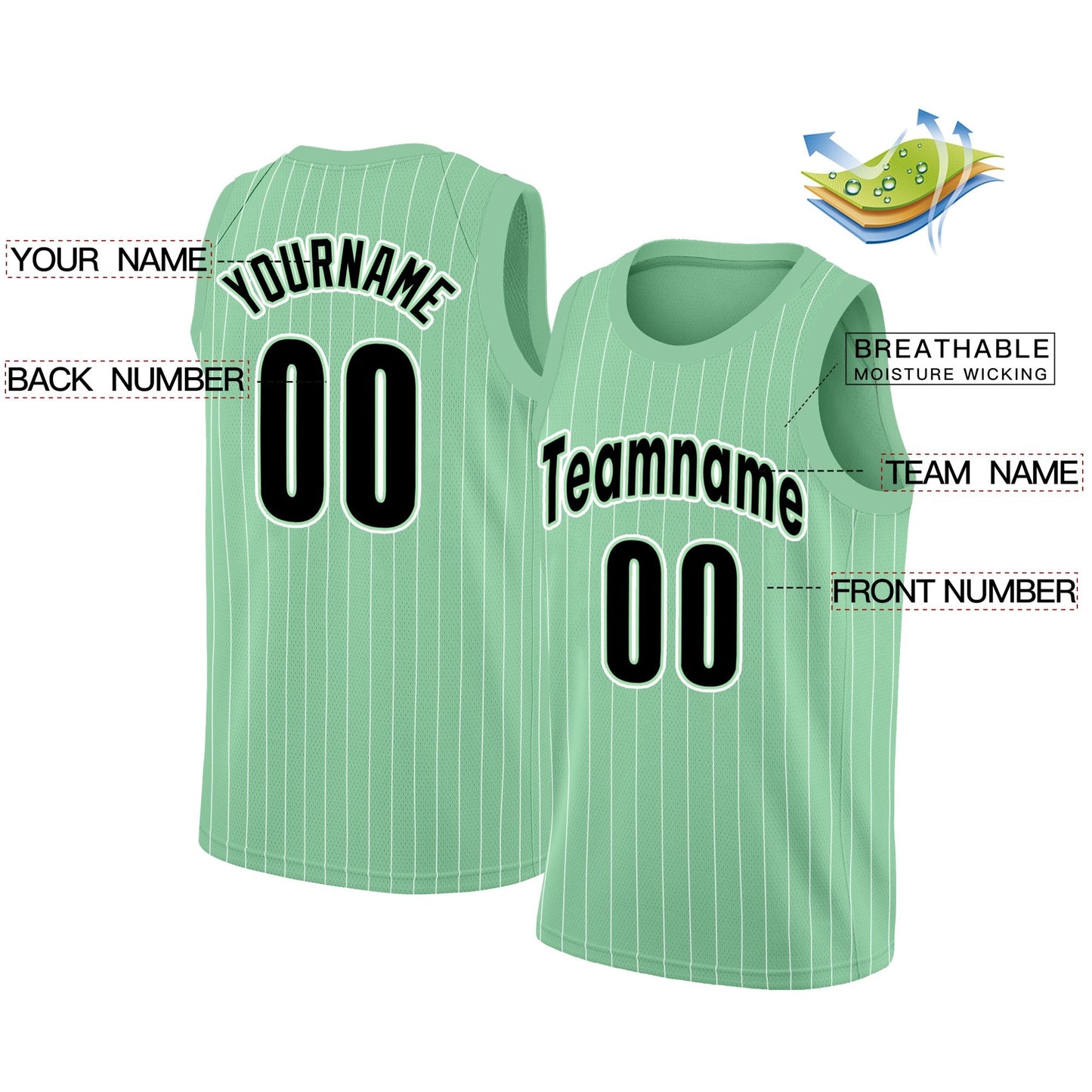 Custom Green Black-White Stripe Fashion Tops Men Casual Basketball Jersey Limited