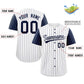 Custom White Navy Stripe Fashion Raglan Sleeves Authentic Baseball Jersey Limited