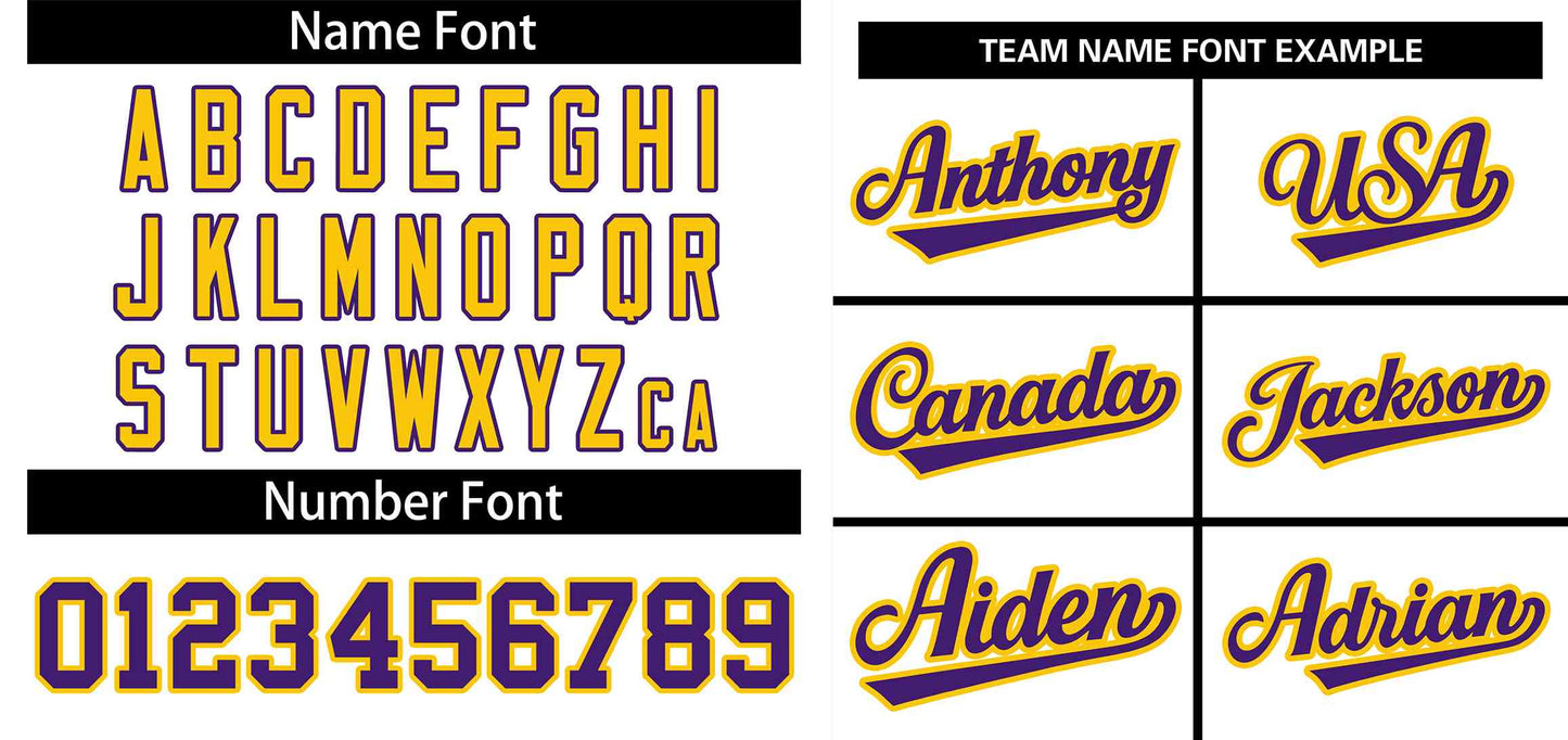 Custom White Purple-Gold Stripe Fashion Raglan Sleeves Authentic Baseball Jersey Limited