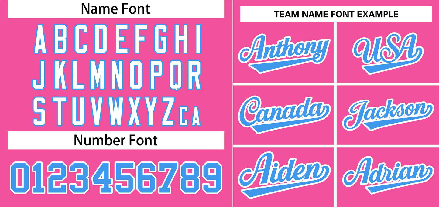 Custom Pink Powder Blue-White Stripe Fashion Raglan Sleeves Authentic Baseball Jersey Limited