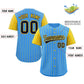 Custom Powder Blue Navy-Gold Stripe Fashion Raglan Sleeves Authentic Baseball Jersey Limited