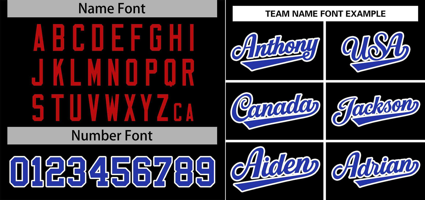 Custom Black Royal-White Stripe Fashion Raglan Sleeves Authentic Baseball Jersey Limited