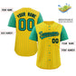 Custom Gold Teal-Black Stripe Fashion Raglan Sleeves Authentic Baseball Jersey Limited