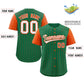 Custom Kelly Green White-Orange Stripe Fashion Raglan Sleeves Authentic Baseball Jersey Limited