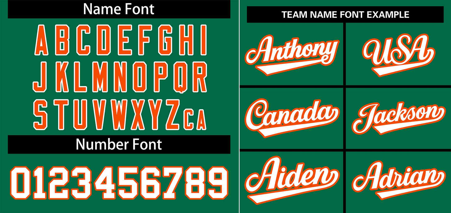 Custom Kelly Green White-Orange Stripe Fashion Raglan Sleeves Authentic Baseball Jersey Limited