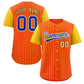 Custom Orange Royal-White Stripe Fashion Raglan Sleeves Authentic Baseball Jersey