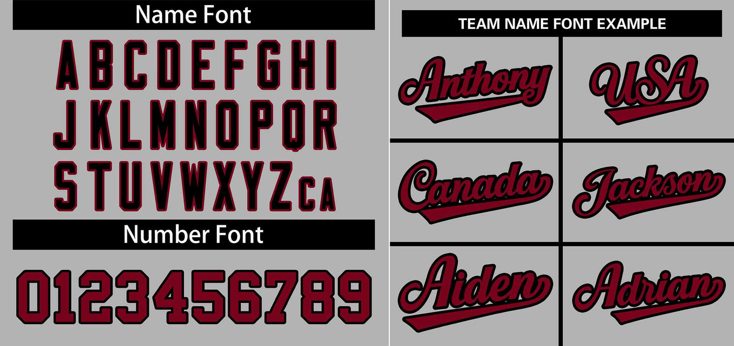 Custom Gray Crimson-Black Stripe Fashion Raglan Sleeves Authentic Baseball Jersey Limited