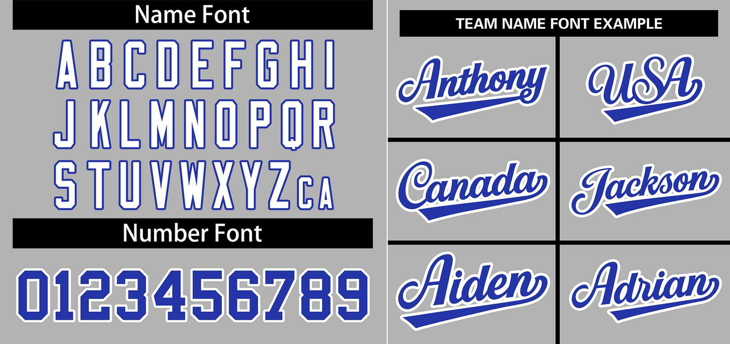 Custom Gray Royal-White Stripe Fashion Raglan Sleeves Authentic Baseball Jersey Limited