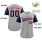 Custom Gray Navy-White Stripe Fashion Raglan Sleeves Authentic Baseball Jersey Limited