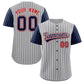 Custom Gray Navy-White Stripe Fashion Raglan Sleeves Authentic Baseball Jersey