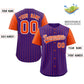 Custom Purple Orange-White Stripe Fashion Raglan Sleeves Authentic Baseball Jersey Limited