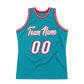 Custom Teal White-Red Authentic Throwback Basketball Jersey Limited