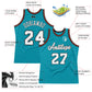Custom Teal White-Orange Authentic Throwback Basketball Jersey Limited