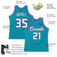 Custom Teal White-Purple Authentic Throwback Basketball Jersey Limited