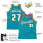 Custom Teal White-Gold Authentic Throwback Basketball Jersey Limited