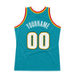 Custom Teal White-Gold Authentic Throwback Basketball Jersey Limited