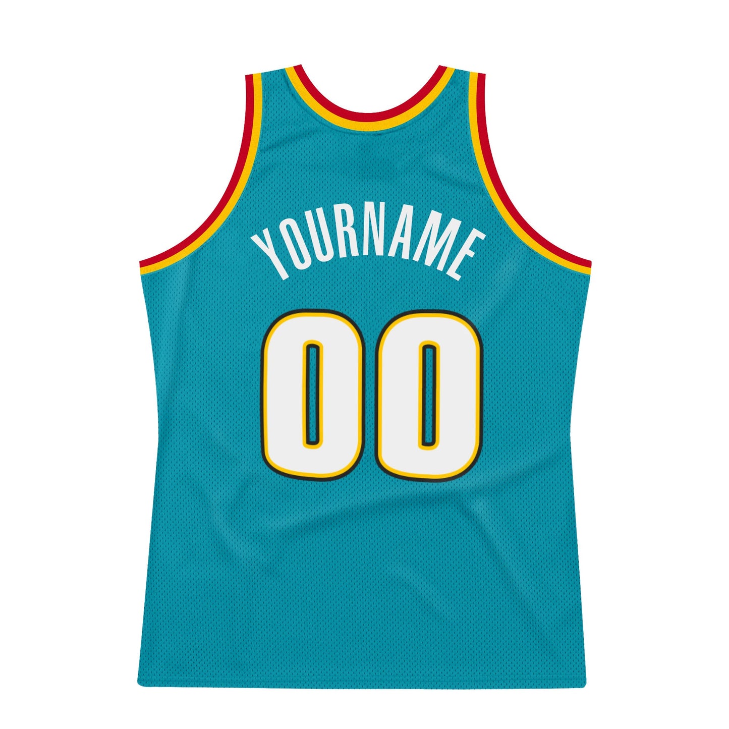Custom Teal White-Gold Authentic Throwback Basketball Jersey Limited