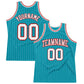 Custom Teal White Pinstripe White-Red Authentic Basketball Jersey
