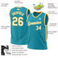 Custom Teal White-Gold Authentic Throwback Basketball Jersey Limited