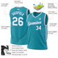 Custom Teal White-Light Blue Authentic Throwback Basketball Jersey Limited