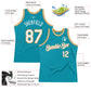 Custom Teal White-Old Gold Authentic Throwback Basketball Jersey Limited