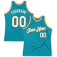 Custom Teal White-Old Gold Authentic Throwback Basketball Jersey