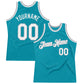 Custom Teal White-Gray Authentic Throwback Basketball Jersey