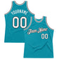 Custom Teal White-Black Authentic Throwback Basketball Jersey