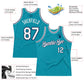 Custom Teal White-Navy Authentic Throwback Basketball Jersey Limited
