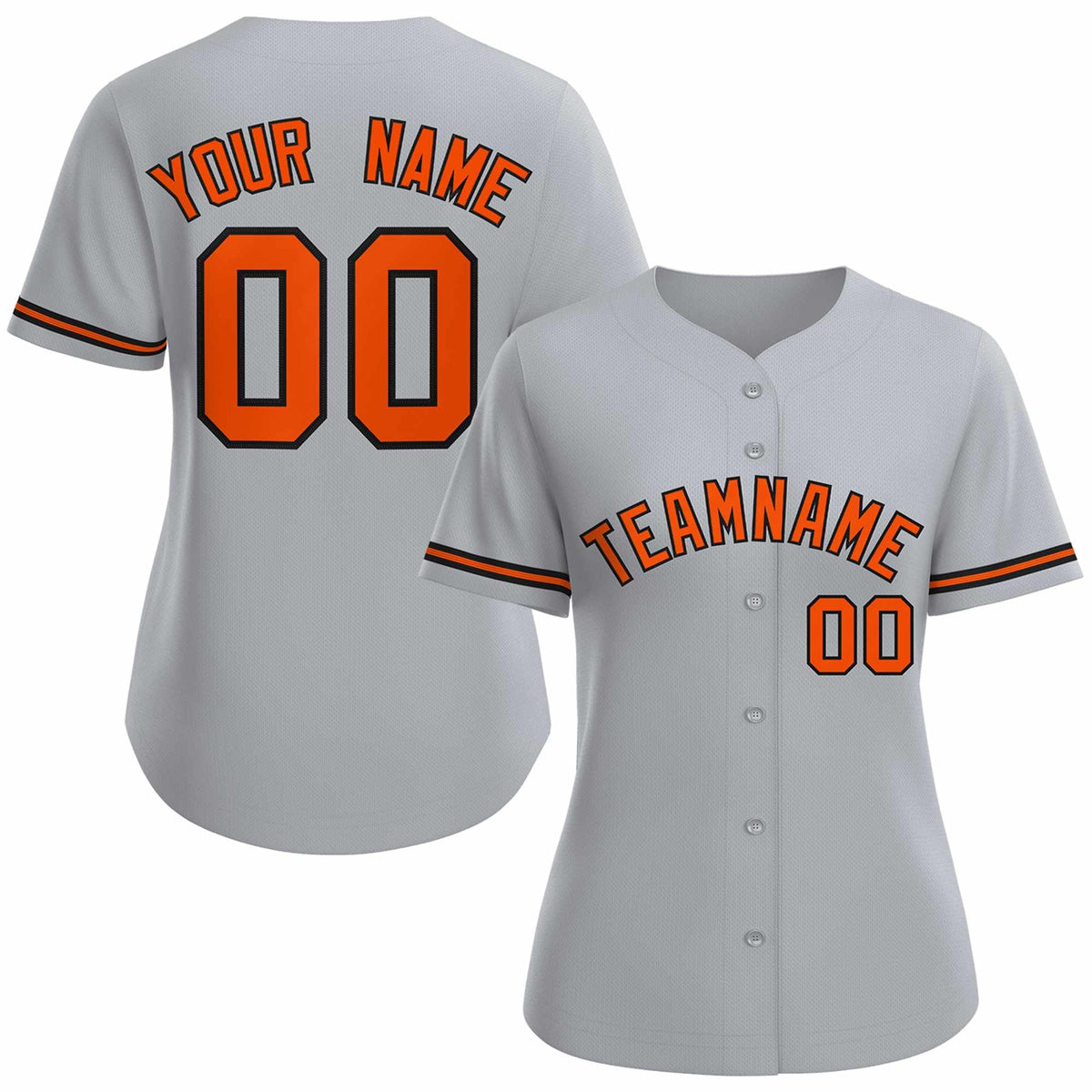 Custom Gray Orange Black Classic Style Baseball Jersey for Women