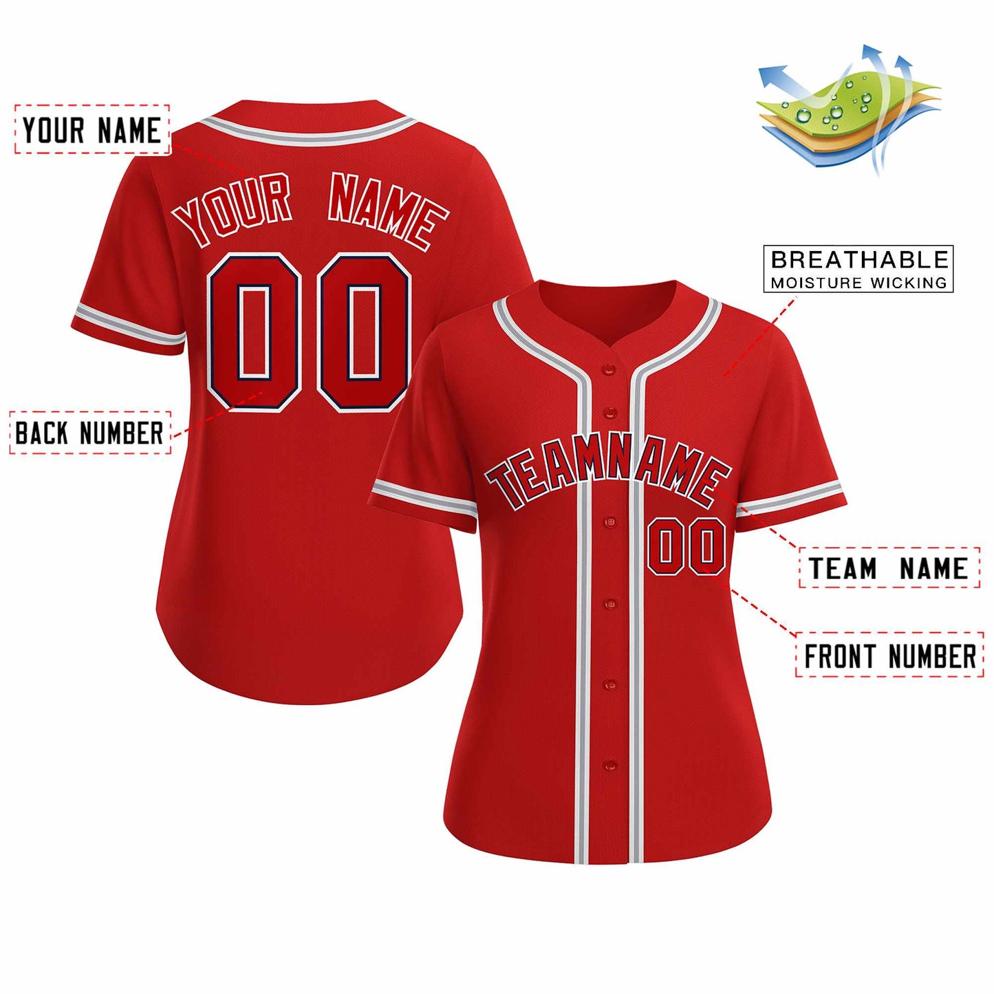 Custom Red Red Navy Classic Style Baseball Jersey for Women Limited
