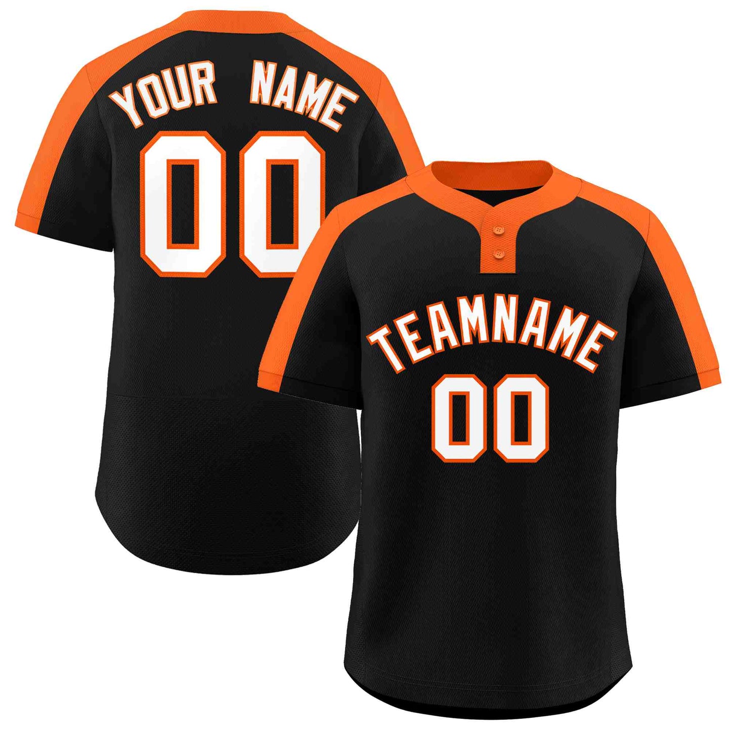 Custom Black White-Orange Classic Style Authentic Two-Button Softball Jersey