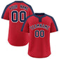 Custom Red Navy-White Classic Style Authentic Two-Button Softball Jersey