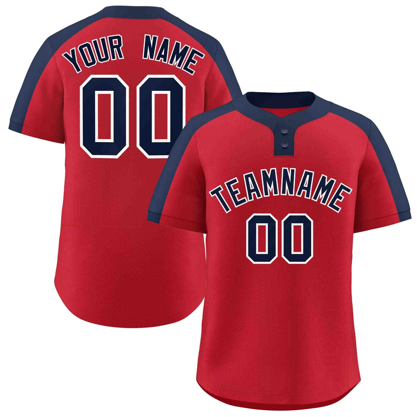 Custom Red Navy-White Classic Style Authentic Two-Button Softball Jersey