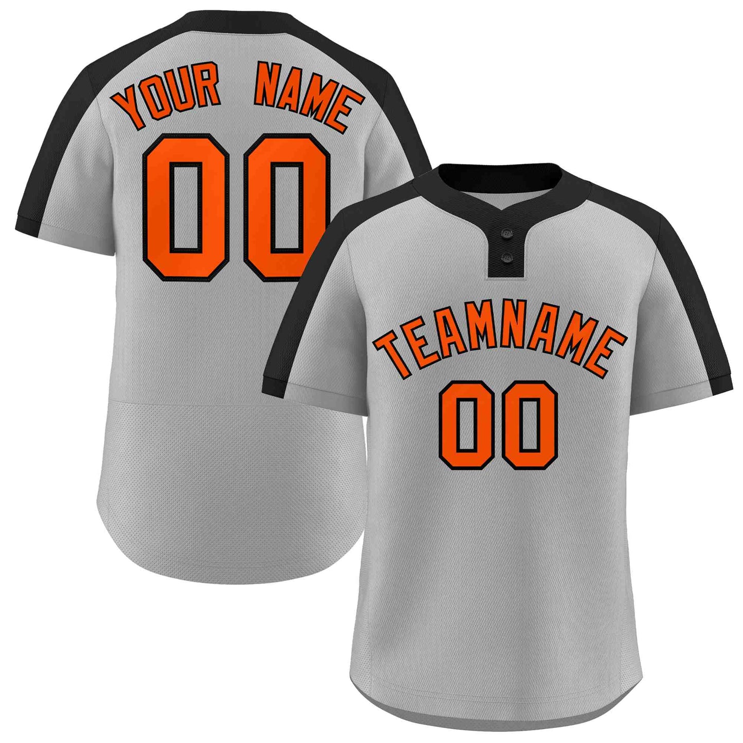 Custom Gray Orange-Black Classic Style Authentic Two-Button Softball Jersey