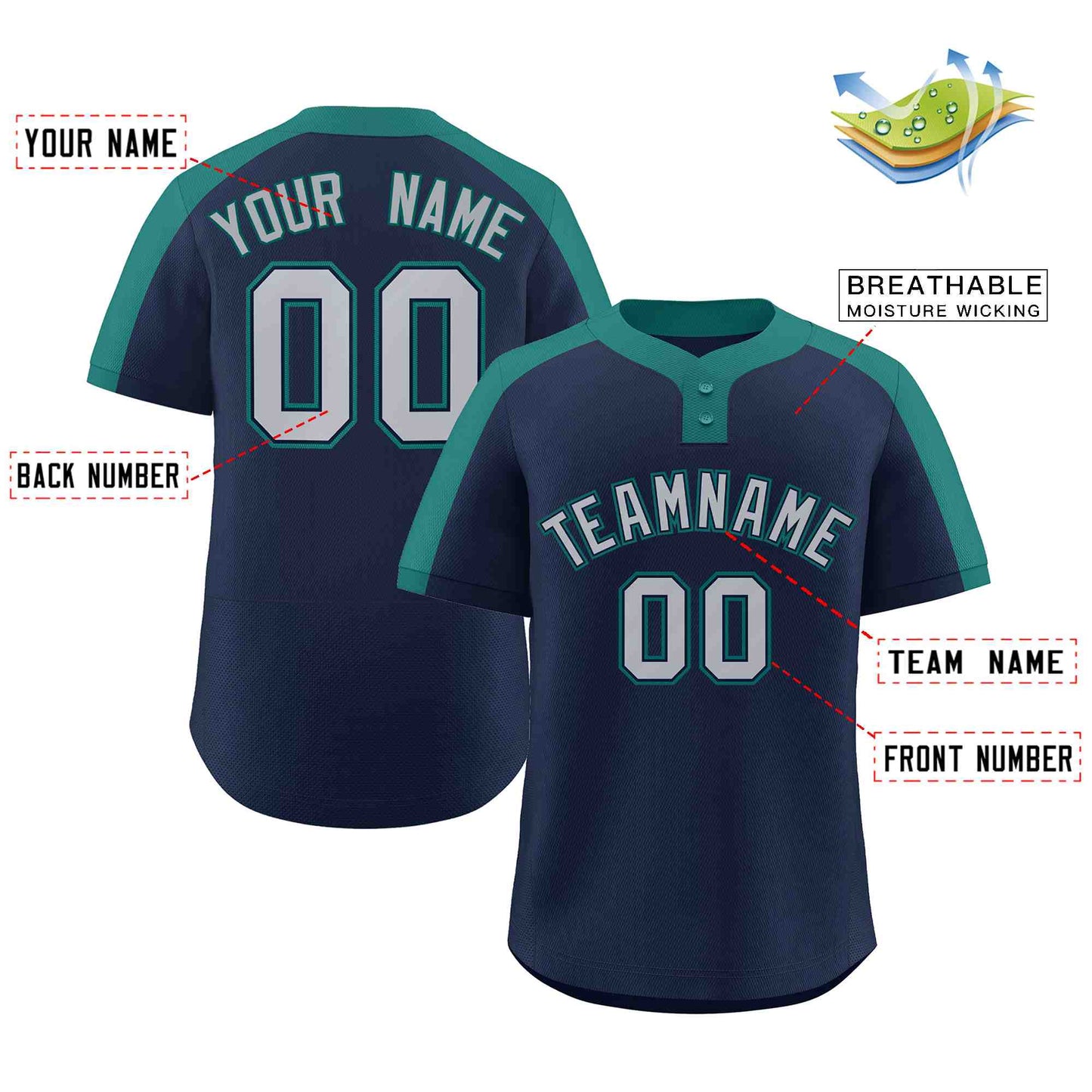 Custom Navy Gray-Navy Classic Style Authentic Two-Button Softball Jersey Limited