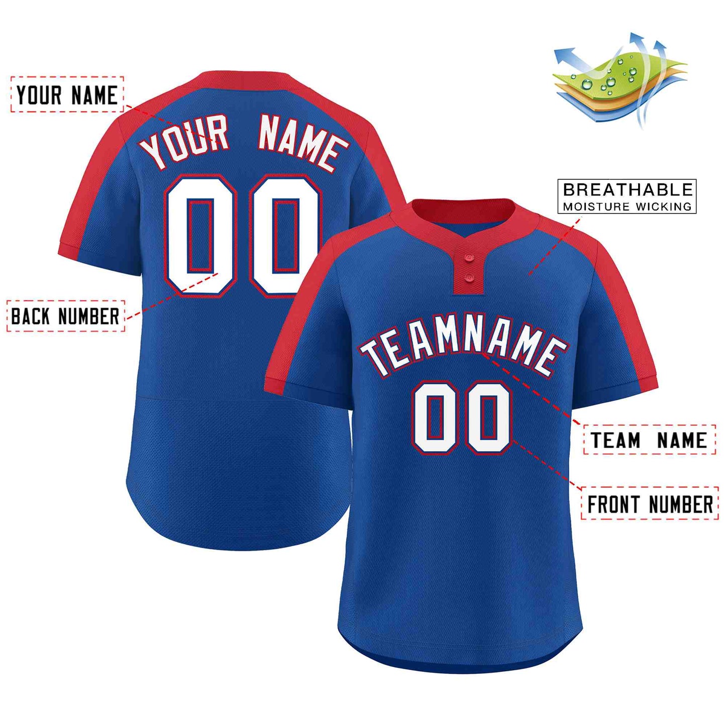 Custom Royal White-Royal Classic Style Authentic Two-Button Softball Jersey Limited