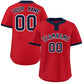 Custom Red Navy-White Classic Style Authentic Two-Button Softball Jersey