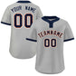 Custom Gray Navy-White Classic Style Authentic Two-Button Softball Jersey