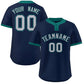 Custom Navy Gray-Aqua Classic Style Authentic Two-Button Softball Jersey