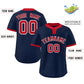Custom Navy Red Classic Style Authentic Two-Button Softball Jersey Limited