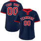 Custom Navy Red Classic Style Authentic Two-Button Softball Jersey