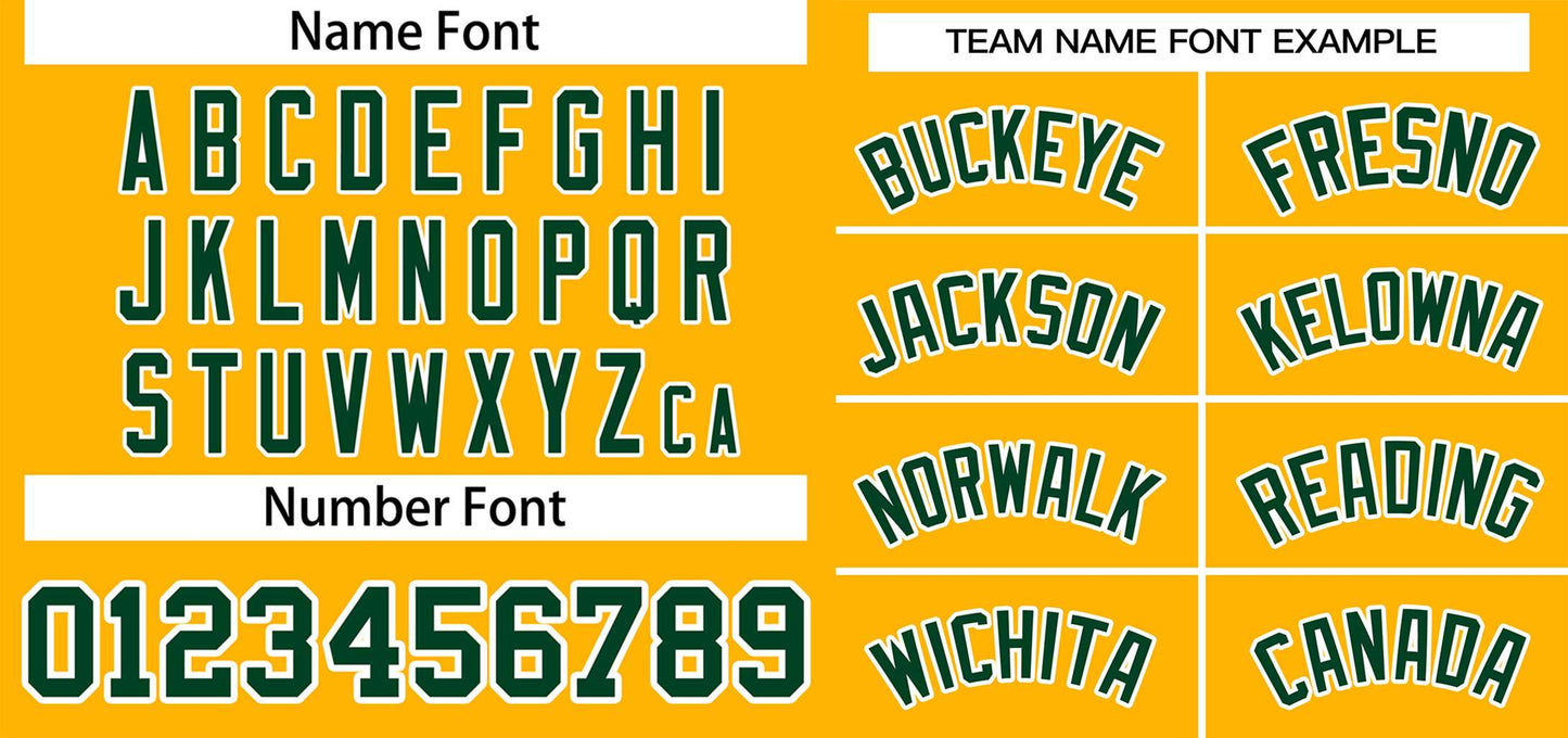 Custom Gold Kelly Green-White Classic Style Authentic Two-Button Softball Jersey Limited